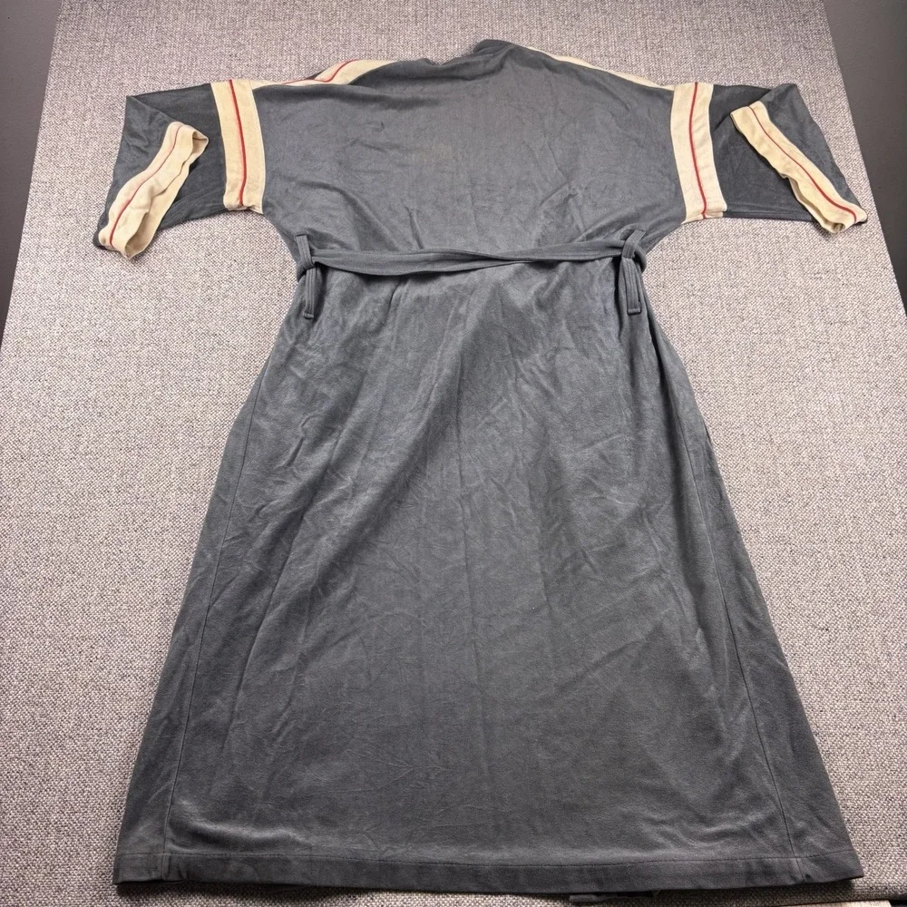 Christian Dior Monsieur Velour Robe Gray Striped Sleeves Loungewear OS